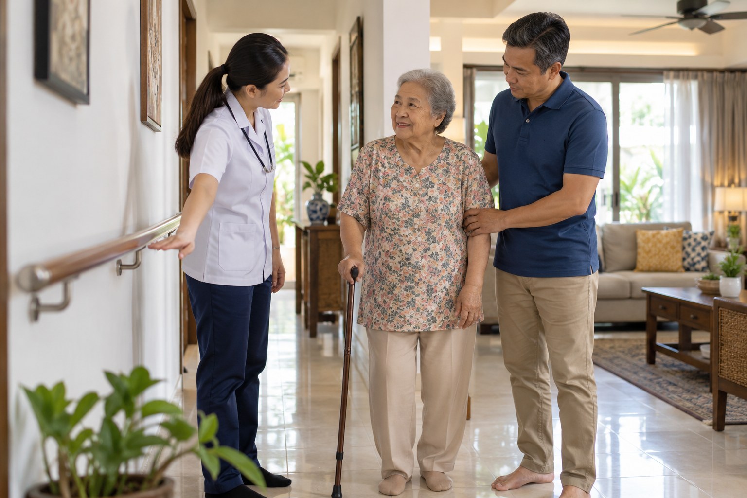 Safe mobility discussion during home medical care