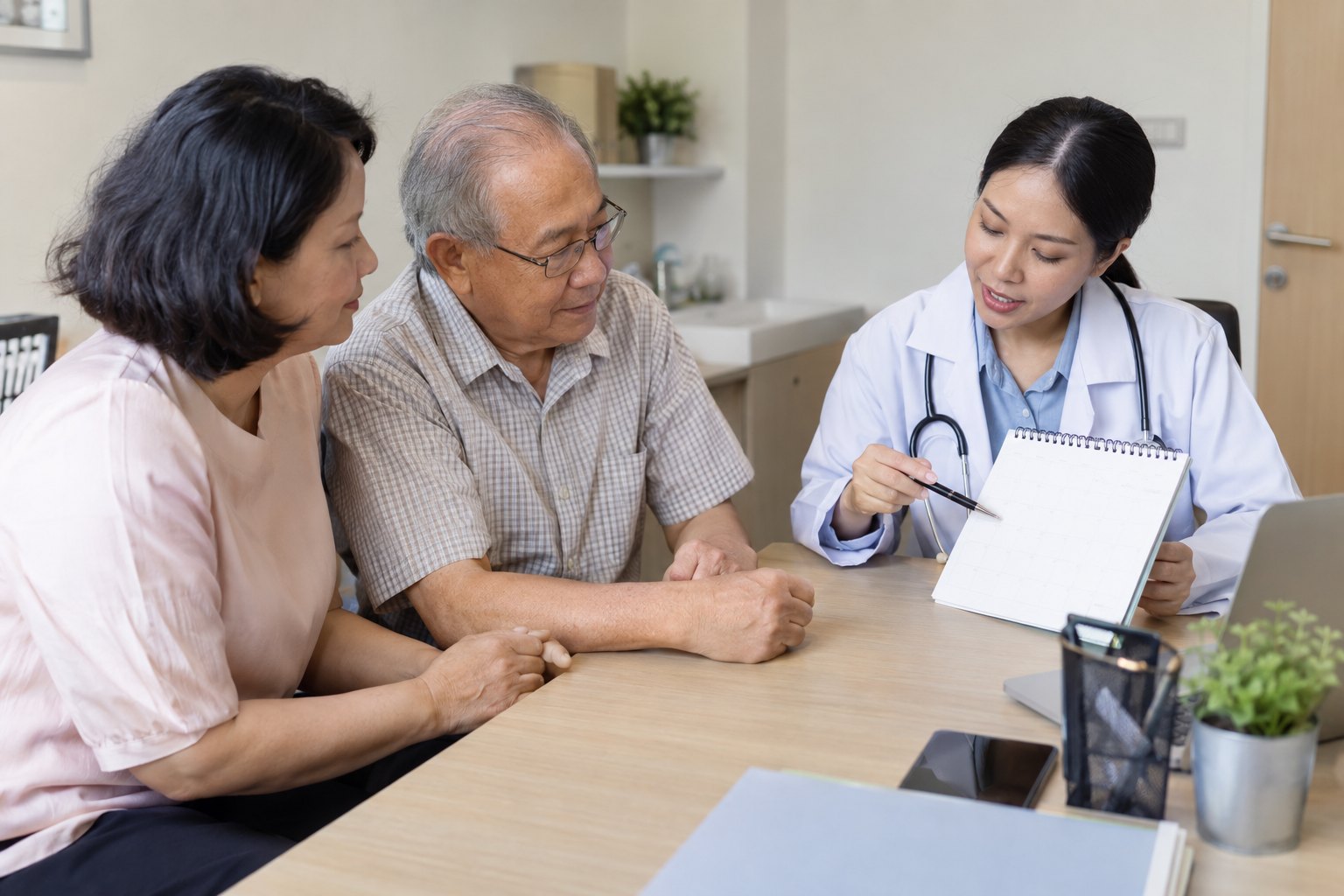 Follow-up planning with a doctor and family